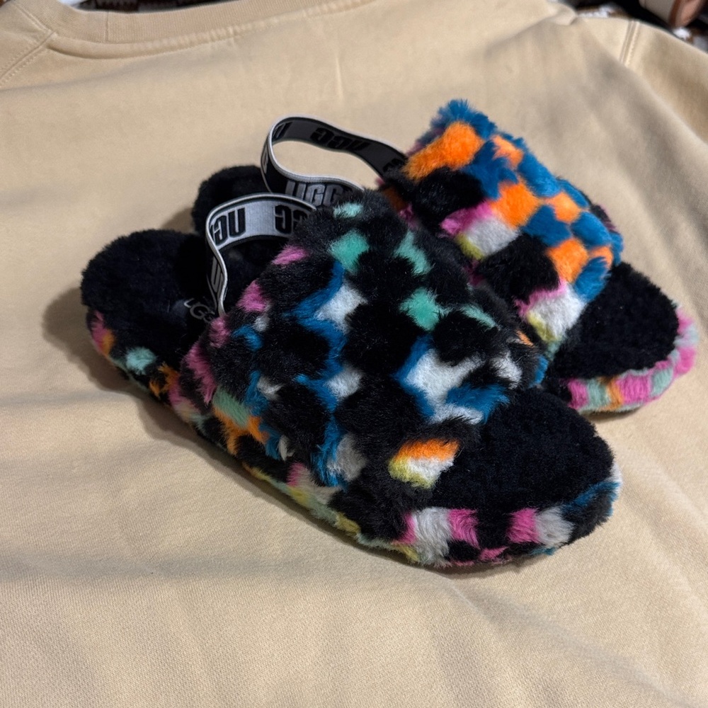 UGG Multicolor Fuzzy Slippers
